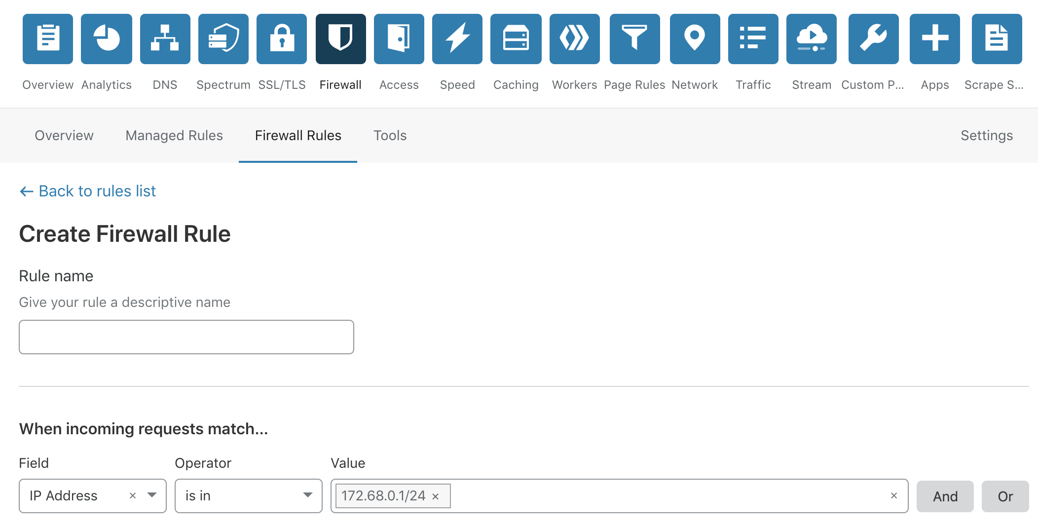 Cloudflare Firewall Screen